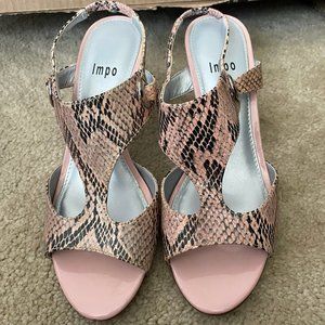 Pink, Brown & Tan Snake Skin Heels